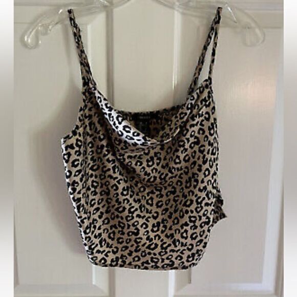 Forever 21 Cheetah Leopard Cropped Strappy Tank Spaghetti Strap Small S - Picture 8 of 9